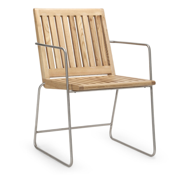 Buy wooden outdoor furniture online - Lap and Dado Asaka ash wood and metal outdoor chair - midcentury modern style