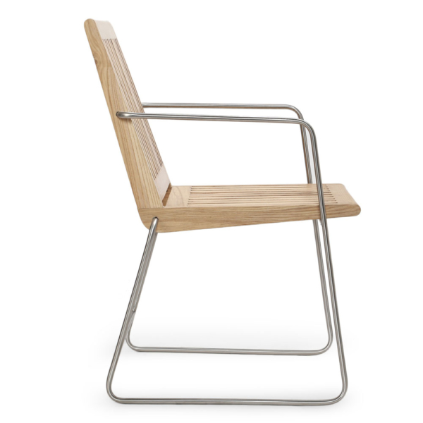 Buy wooden outdoor furniture online - Lap and Dado Asaka ash wood and metal outdoor chair - midcentury modern style