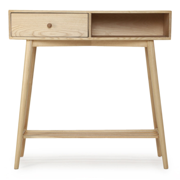 Buy wooden furniture online - Lap and Dado Hoya ash wood entryway console table with storage - midcentury modern style