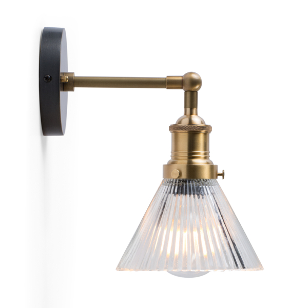 Buy wall lights online - Lap and Dado Baku wall light with glass shade and brass finish holder