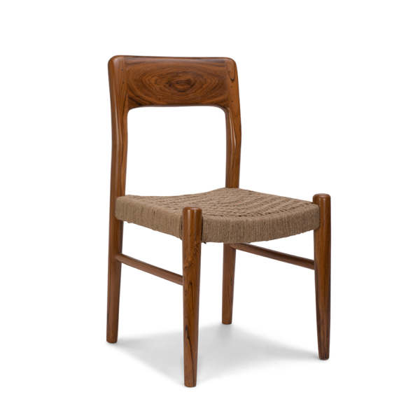 Buy furniture online - Lap and Dado mid century modern style Ebina teakwood dining chair or study table chair with jute work seat