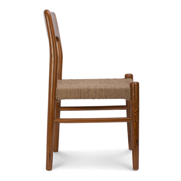 Buy furniture online - Lap and Dado mid century modern style Ebina teakwood dining chair or study table chair with jute work seat