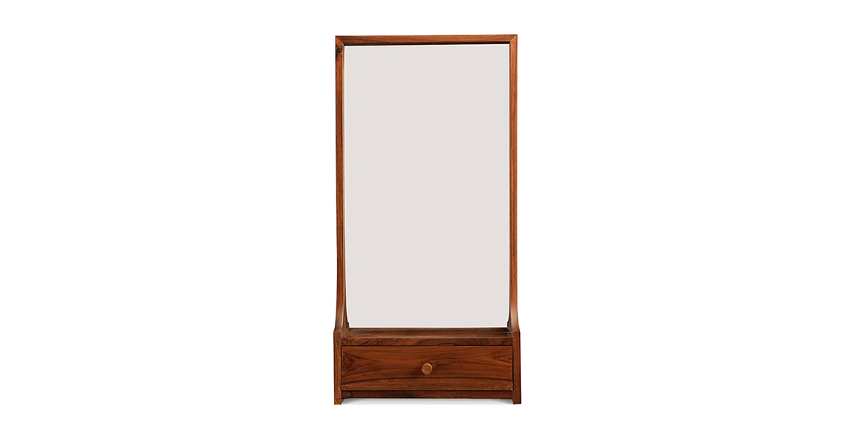 Kent Teakwood Hanging Mirror with Drawer - Lap & Dado